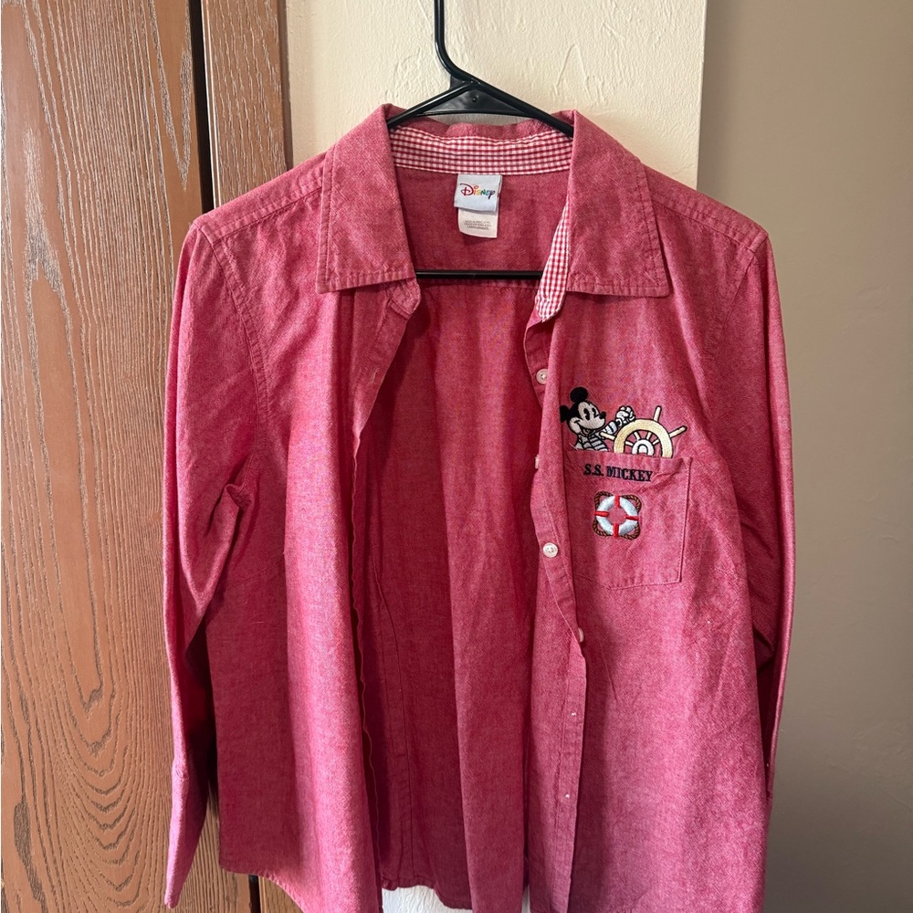 Disney Red Mickey Mouse Embroidered Shirt